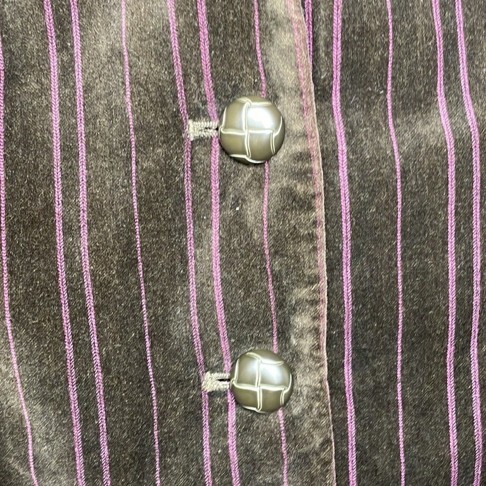 KENNETH COLE Velvet Blazer Brown & Magenta Stripe Single Breasted Hand Pockets - Picture 6 of 12
